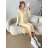 SHEIN Essnce - Vestido casual de color liso con cuello redondo, hombros caídos y abertura lateral en el bajo para mujer