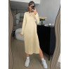 SHEIN Essnce - Vestido casual de color liso con cuello redondo, hombros caídos y abertura lateral en el bajo para mujer